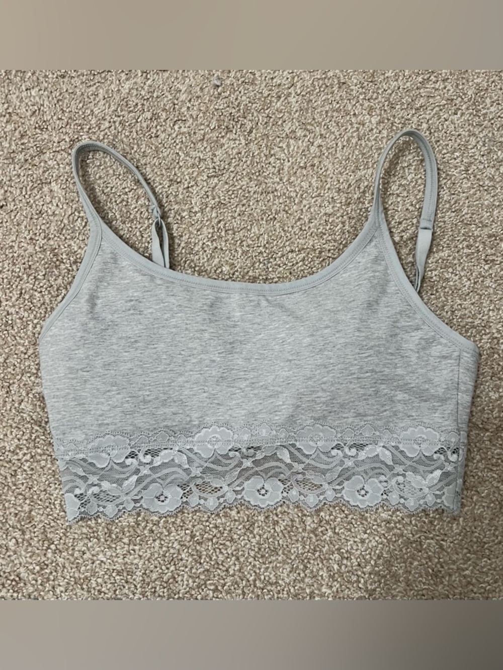 Pact Light Gray Lace Trim Bralette Size Small - Picture 4 of 6